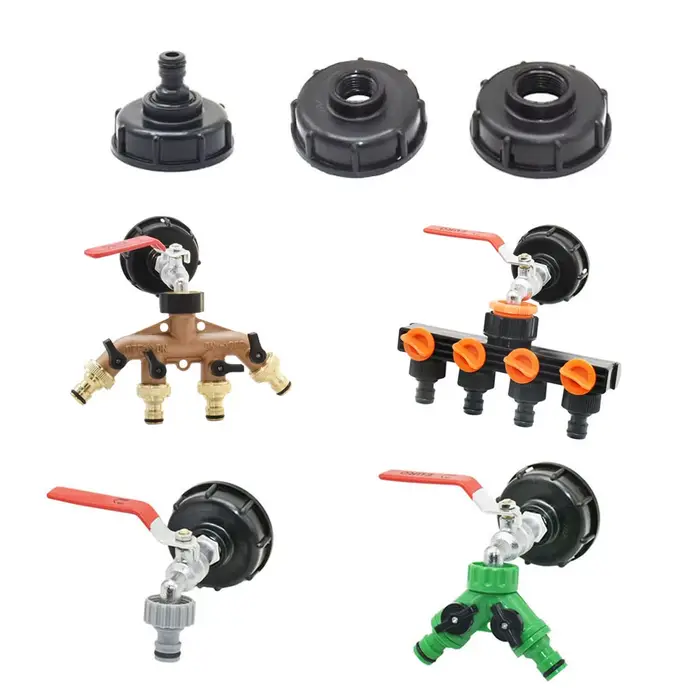 Adaptateur de robinet précieux IBC pour ferme, S60 x 6, filetage grossier à 1/2, en effet 3/4, conne