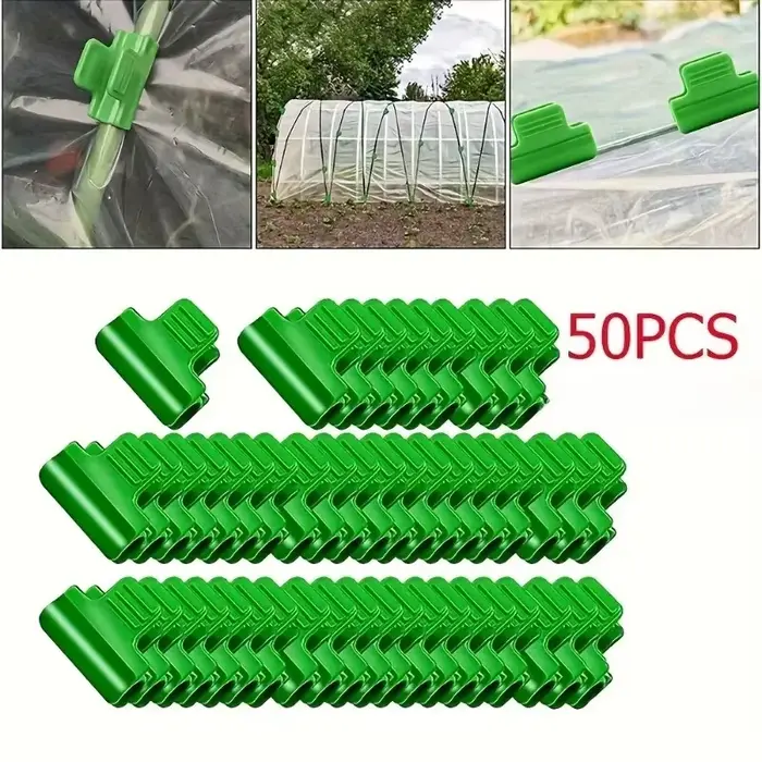 50 pinces de serre durables pour cerceaux, clips robustes pour la fixation du film et du filet, outi