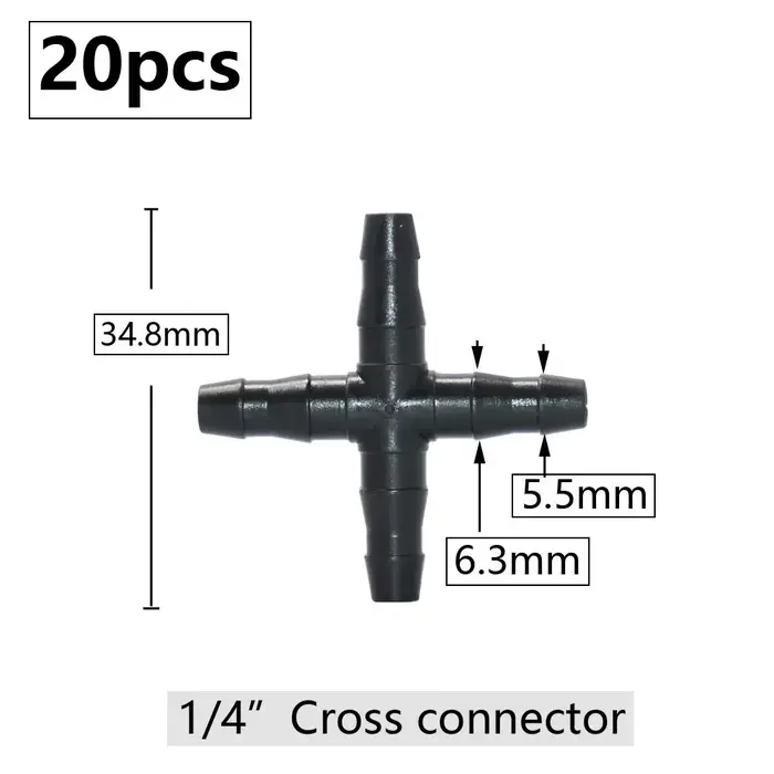 Connecteur de tuyau d'arrosage, 20 pièces, 3mm, 4mm, d'argile goutte à goutte 1/4 en effet et 1/8 en