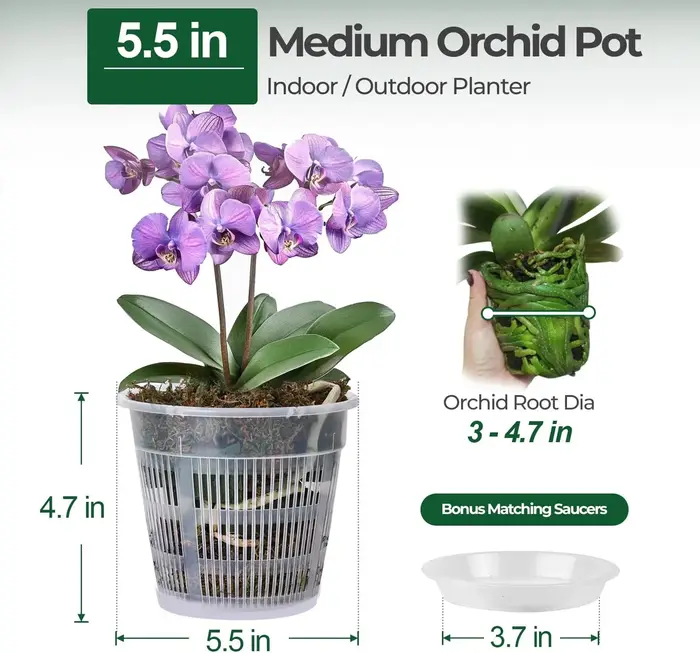 Pot à orchidées respirant avec fentes de ventilation, accessoires de jardinage pour le contrôle des
