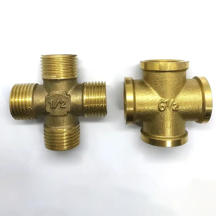 Connecteur de tuyau en laiton croisé 1/2 "3/8", filetage mâle femelle, raccord en cuivre, Joint bout