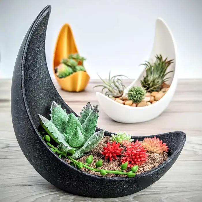 Pots de fleurs en forme de lune, décoration de maison moderne, plantation de plantes succulentes, améliorant la beauté spatiale, une qualité de vie indispensable.