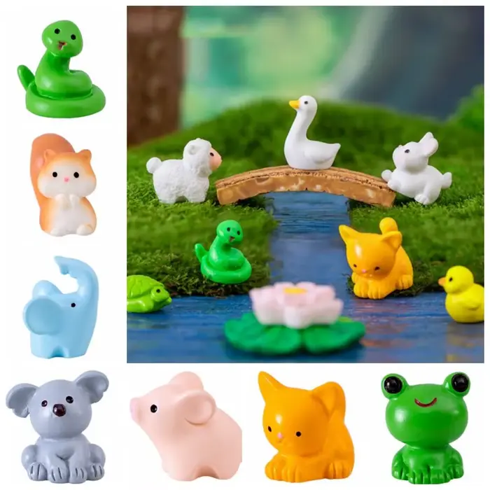 Micro ornements de paysage d'animaux mignons faits à la main, artisanat en résine réaliste, chat, ca