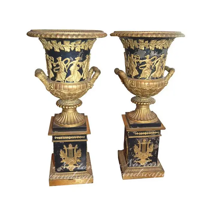 Vase décoratif moderne en laiton et métal pour jardin extérieur, plancher de maison utilisant de gra