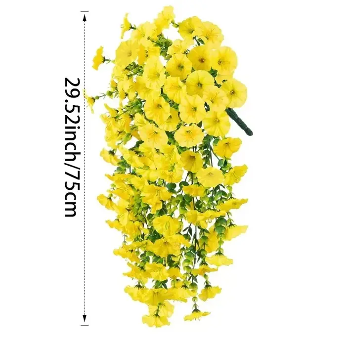 Fleurs suspendues artificielles durables de gloire du matin, fausse guirlande résistante aux UV pour