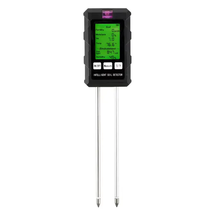 Testeur de sol numérique 6 en 1, détecteur multifonctionnel de pH du sol, humidité, fertilité, pH, t
