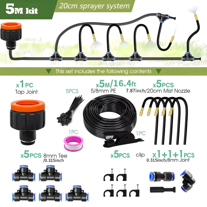 Système de refroidissement par brumisation pour plantes de jardin, arrosage par brumisation, bricola