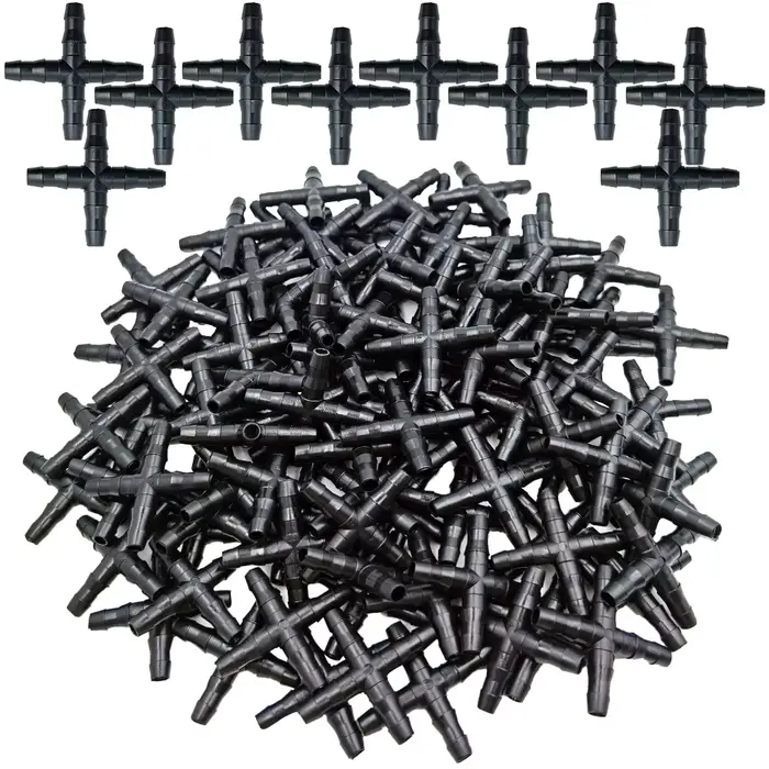 OASIS 10-100 pièces 1/4 ''connecteur croisé pour 4/7mm Micro tuyau 4 voies adaptateur barbelé irriga
