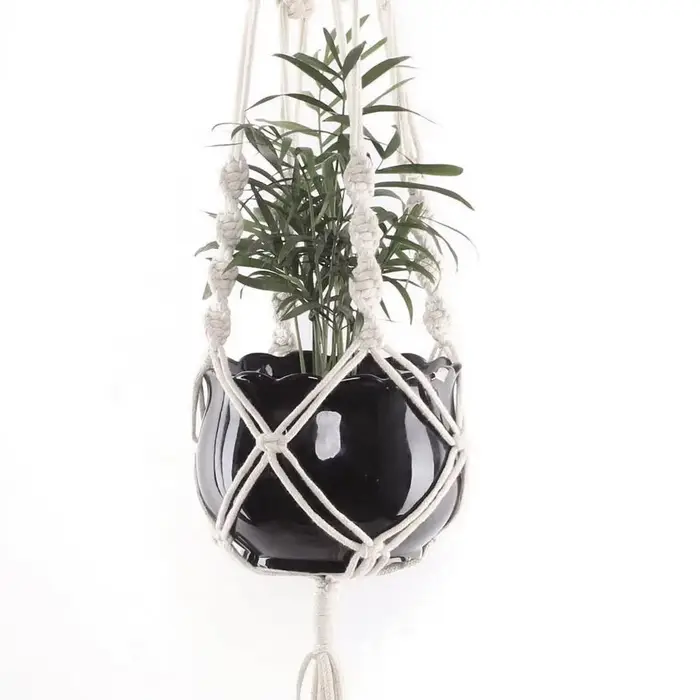 Porte-plante en macramé fait main, corbeille suspendue en corde de coton, support pour pot de fleurs, décoration murale pour intérieur, extérieur, balcon, jardin