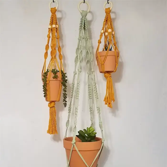 Porte-plante en macramé Boho coloré, tissé à la main, 100% coton, pour Pot de fleur, panier suspendu