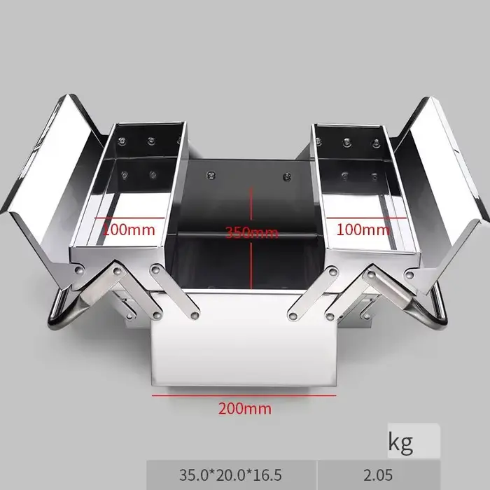 EvaluTool-Boîte de rangement mécanique en acier inoxydable, valise en métal professionnelle, pièces 