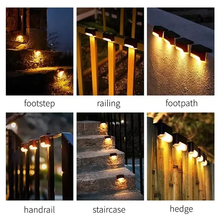 Lampes solaires à LED étanches pour marches extérieures, rampe, escaliers, clôture, cour, chemin de 