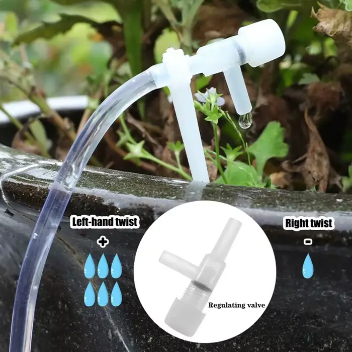 Kit d'irrigation par Micro goutte-à-goutte Transparent, 1/4 pouces, régulateur de flèche courbé, con
