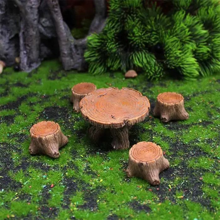 Ensemble Table et chaises miniatures d'extérieur, Mini Kit de meubles en résine pour jardin féerique