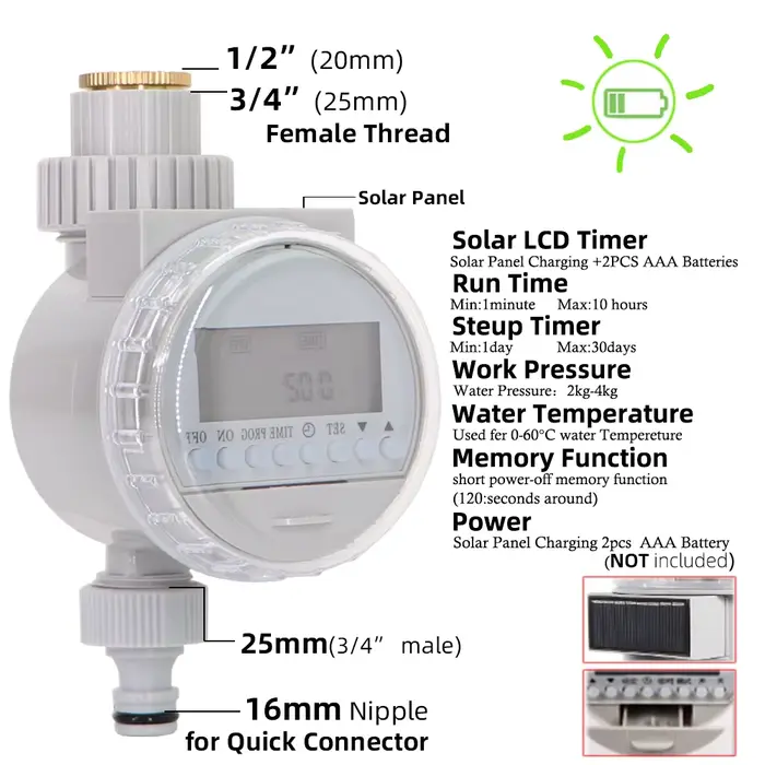 Minuteur d'arrosage automatique intelligent avec écran LCD pour robinet à bille domestique, contrôle