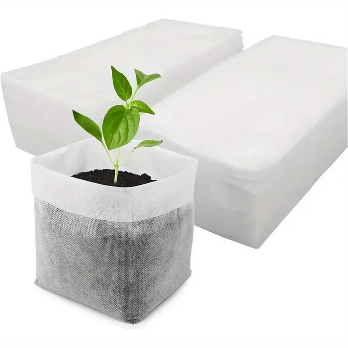 100 sacs de pépinière biodégradables, sacs de culture non tissés pour plantes, pots de semis en tiss