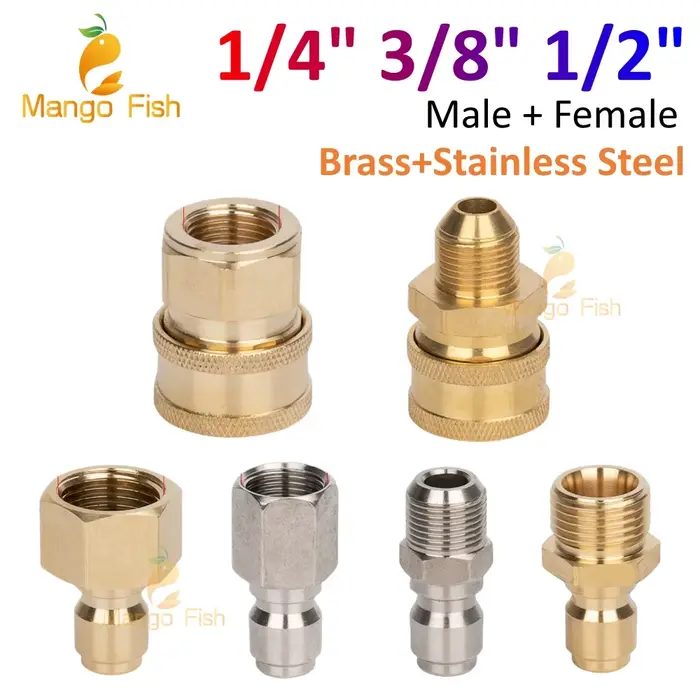 Connecteur rapide pour lave-auto en cuivre, 1/4 ", 3/8", 1/4 ", adaptateur haute pression, Joints de
