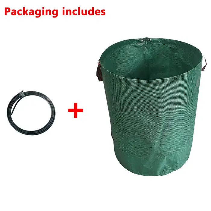 Sac poubelle de jardin PP 60-500L, avec couvercle et cuillères à feuilles, sac de rangement étanche 