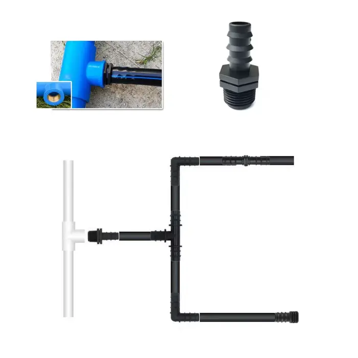 Filetage mâle femelle 1/2 3/4 à 1/2 3/4 1 pouce, connecteur barbelé pour tuyau d'arrosage 16mm 20mm 