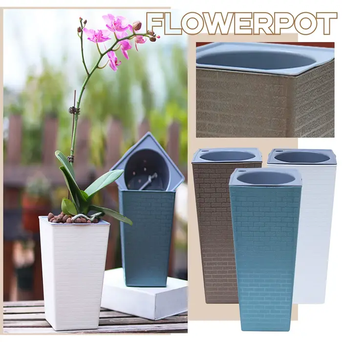 Jardinière carrée en plastique auto-arrosante