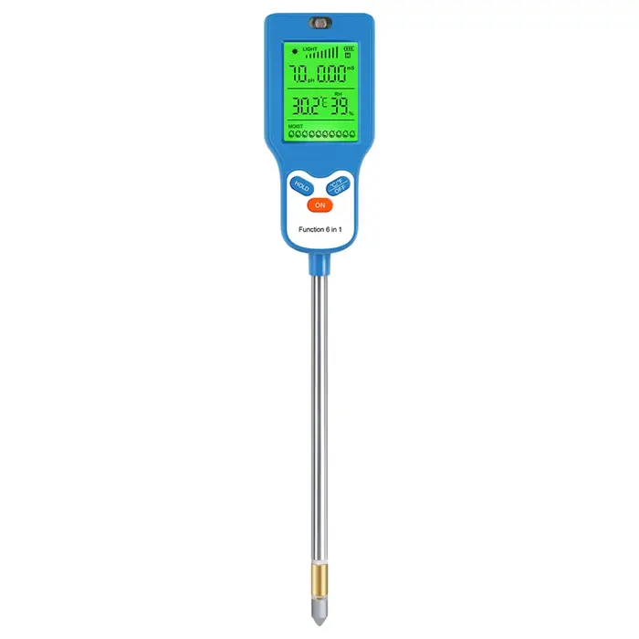 Testeur de sol 6 en 1, fertilité du sol, PH, température, humidité, lumière du soleil, analyseur de 
