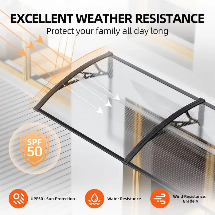 Auvent d'extérieur en Polycarbonate, couverture de toit étanche pour porte d'entrée, Patio, fenêtre,