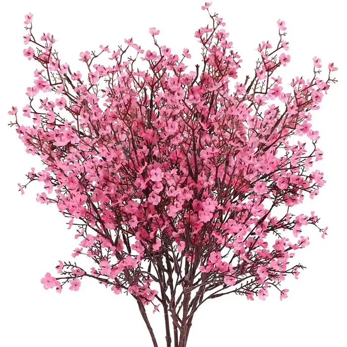 Nouvelles fleurs artificielles de cerisier rose longues en soie