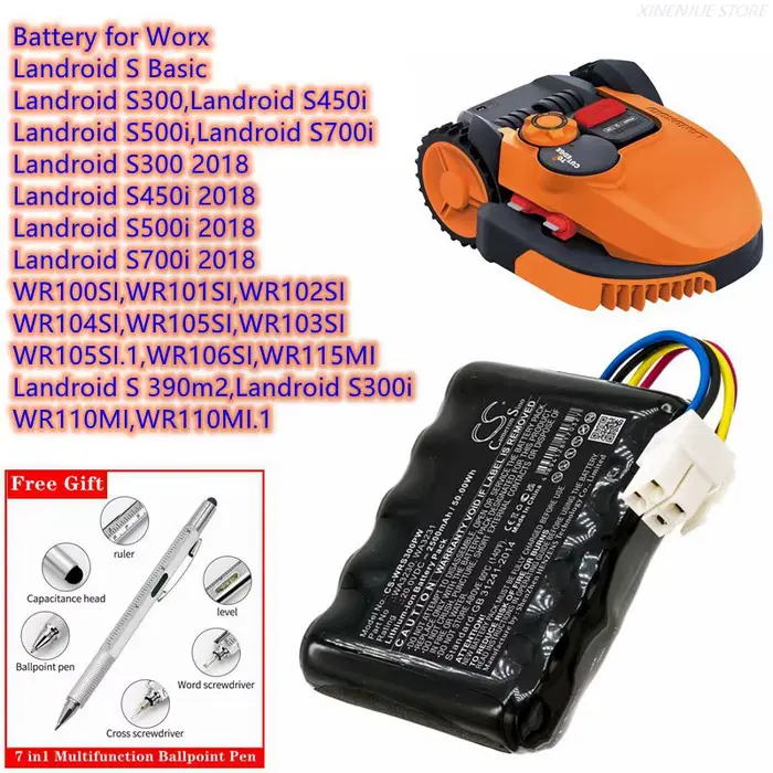 Batterie pour outils de jardinage 20V/2500mAh WA3230,50032492,WA3231,50032774 pour Worx Landroid S Basic,S300,S450i,S500i,WR115MI,WR110MI