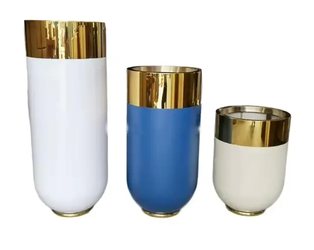 Grands Pots de jardinières de luxe modernes en or de 11 pouces, avec supports métalliques, pour la m
