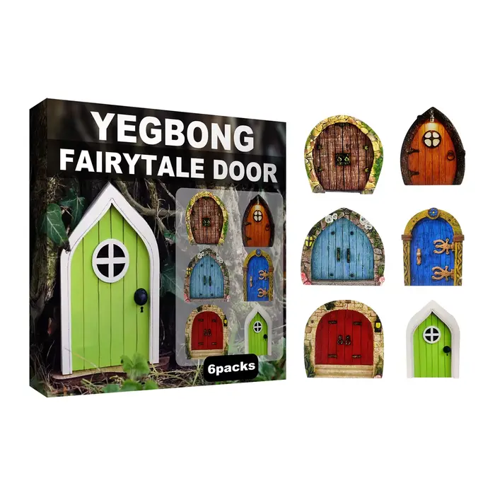 Porte de fée décorative pour jardin, décoration d'arbre de jardin, porte de fée miniature en bois, a