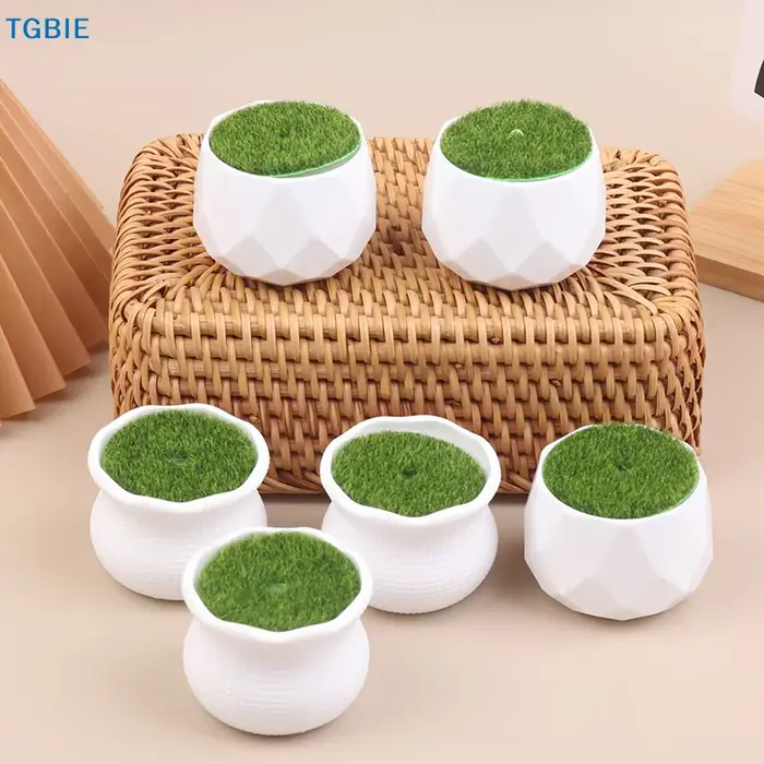 [TL]【TL】5 pots de fleurs ronds avec vase en gazon artificiel