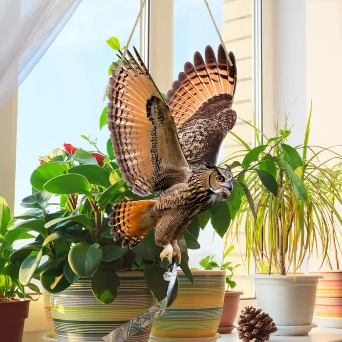 Répulsif d'Oiseaux Imperméable : Simulation Hibou Répulsif Anti-Nuisibles Artificiel avec Réflecteur
