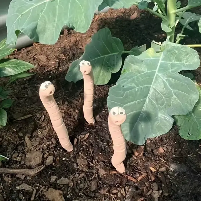 5 pièces – Décorations de jardin amusantes en forme de vers de terre