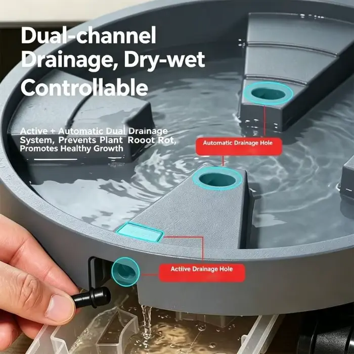 Plateau Pot plante en plastique épais avec roues rotatives à 360 degrés pour déplacement Drainage fa