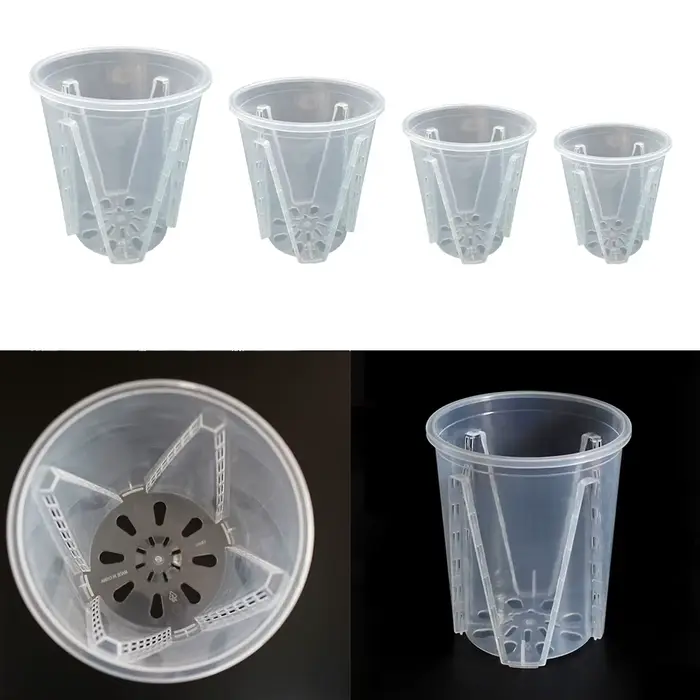 Pots d'orchidées en plastique Transparent, contrôle des racines, avec trous, Pot de fleur Transparen