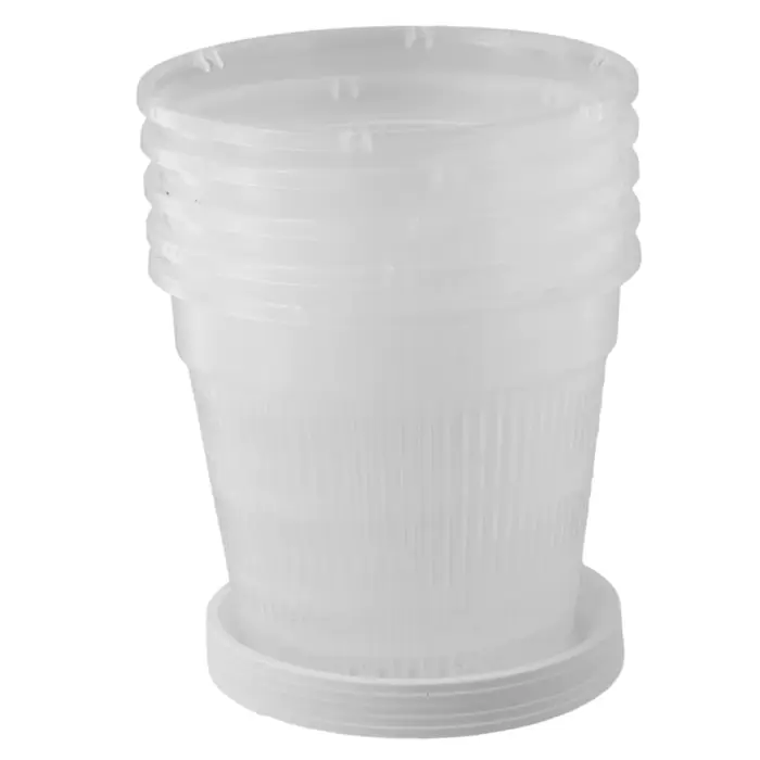 Pot d'orchidée avec soucoupes, 5 pièces, Pot en plastique transparent pour plantes à fleurs, Pot de 