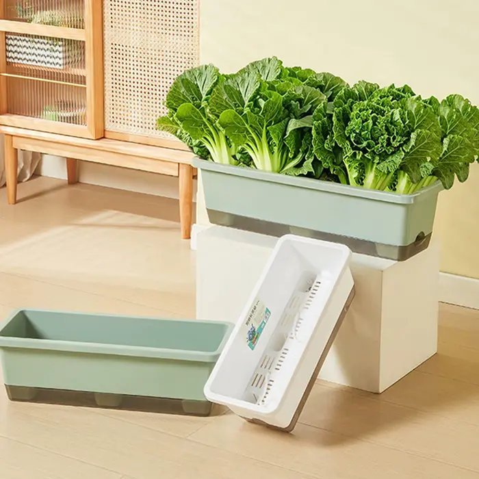 Pot de fleurs auto-absorbant pour culture de légumes d'intérieur avec trou de drainage et corde absorbante