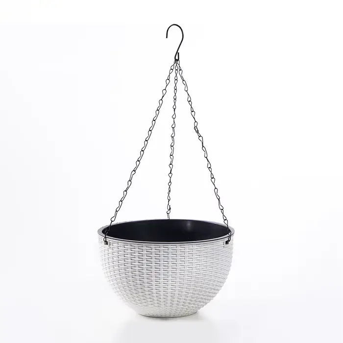 Pot suspendu d'intérieur en plastique, style simple, motif nid d'abeille, imitation rotin, pour plan