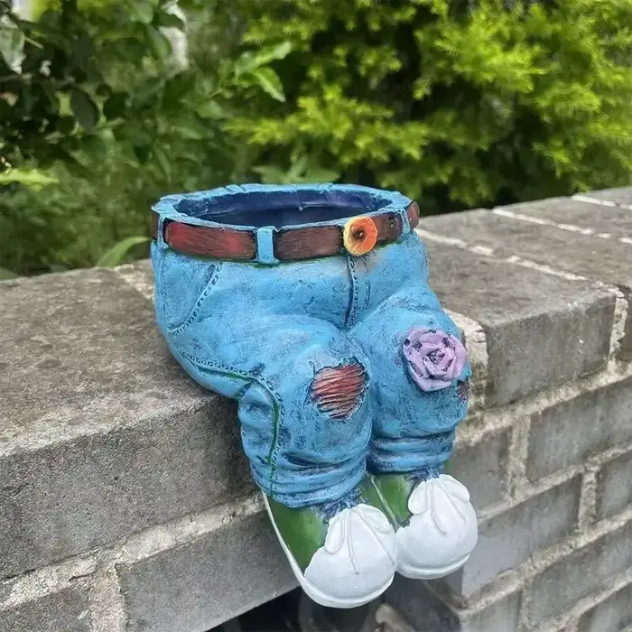 Pot de fleur en forme de pantalon en jean, statue en résine, jardinière de fleurs succulentes, jardi