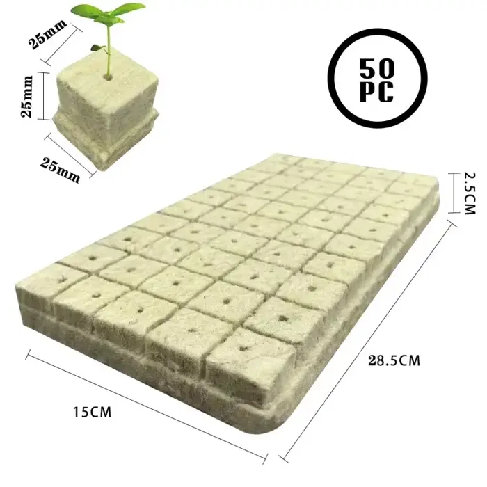 Pot de culture sans terre 25x25x25mm, bloc de semis spécial en laine de roche pour germination de gr