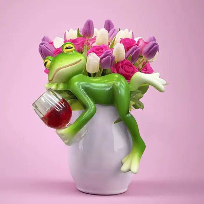 Nouveau pot de fleurs créatif et amusant en forme de grenouille