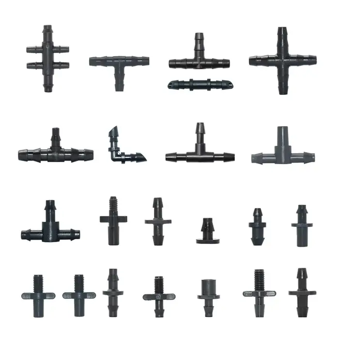 Connecteurs de tuyaux d'arrosage 1/81/4 ", coude en T barbelé, prise d'extrémité transversale, systè