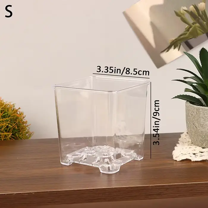 Pot de fleur transparent pour plantes, pot de pépinière en acrylique, carré décoratif pour plantes, 