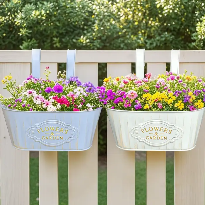Jardinière suspendue en métal pour fenêtre, support pour plantes à fleurs avec trous de vidange, dou