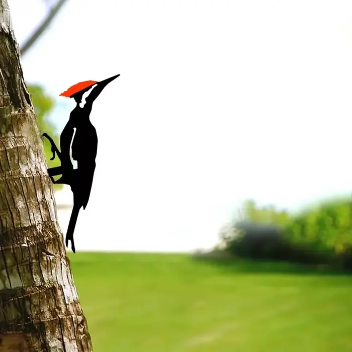 Silhouette de pic sur branche en acier, art mural en métal, décoration parfaite, piquet de calcul, s