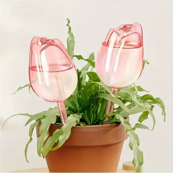 Boules d'arrosage pour plantes en forme de tulipe rose, adaptées aux plantes d'intérieur et d'extéri