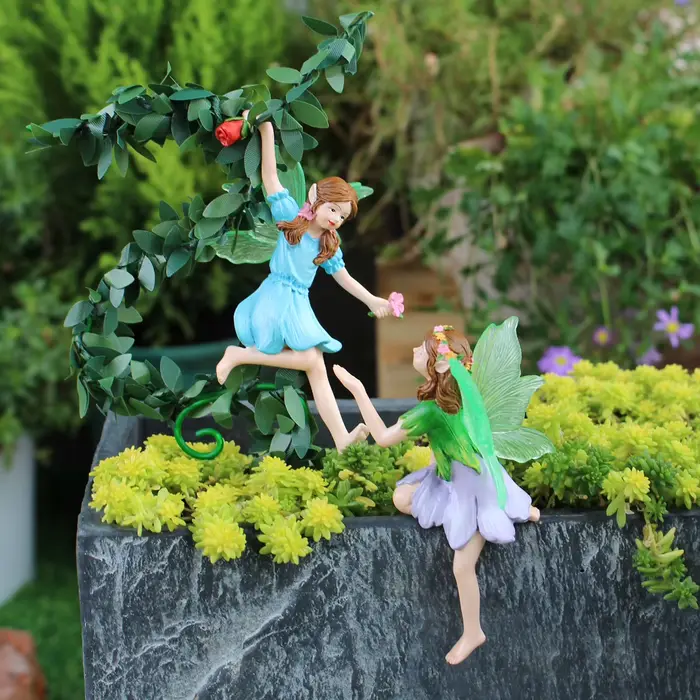 Statue de fée de fleur en résine extérieure, décoration de pot de fleur, jardin extérieur de maison, cadeau de Saint-Valentin, cadeau pour passionnés de jardin