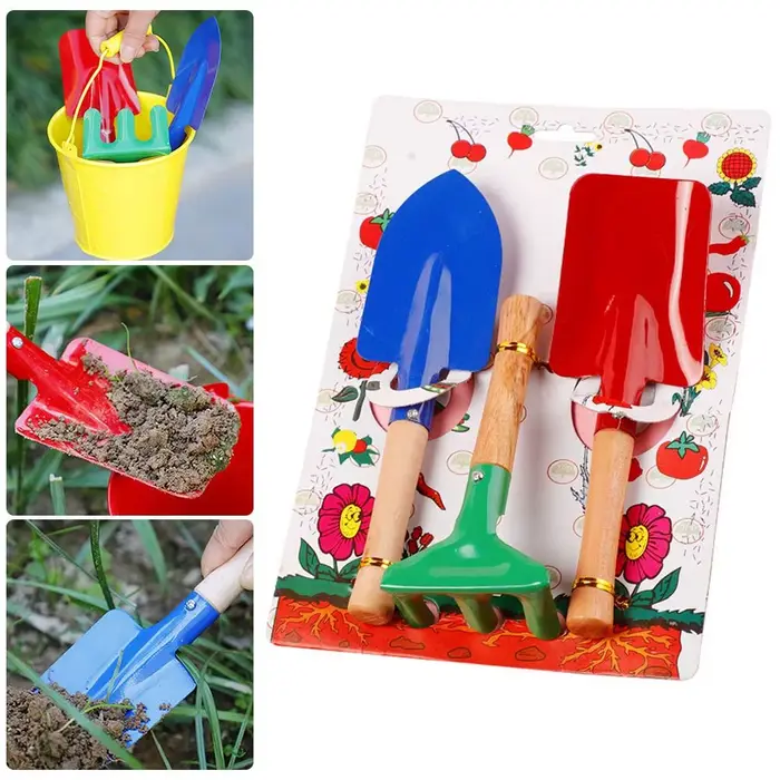 Ensemble de 3 outils de jardinage bleus