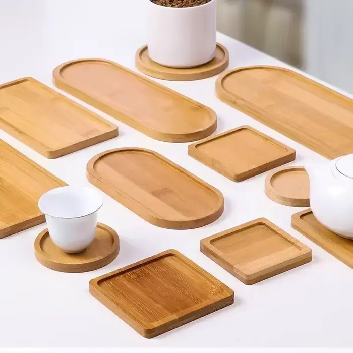 Plateau multi-bambou, soucoupe en bois, Pot de fleur, plateau de tasse, plaque de dessous de verre, assiette décorative de cuisine, dessous de verre créatif, tapis de tasse à café