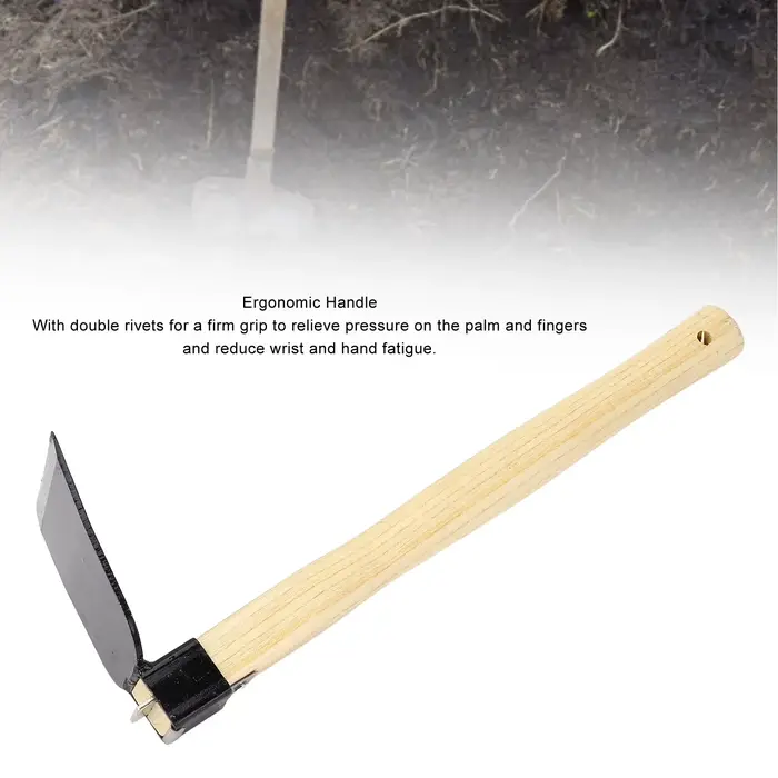 Houe à main de jardinage légère en acier au carbone avec manche ergonomique en bois pour le désherbage domestique